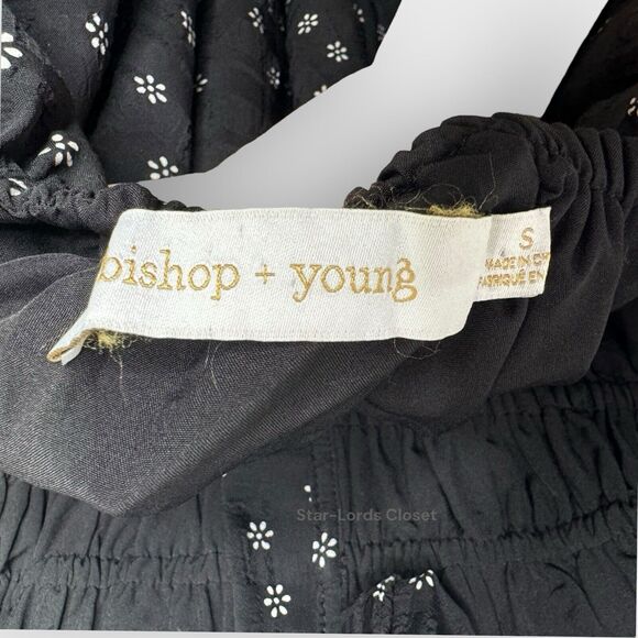 Bishop & Young Santorini Midi Dress Small Black White Floral Romantic Flutter - Picture 4 of 11